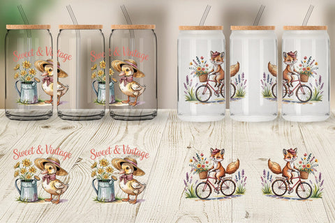 Glass Can Vintage Animal Sublimation artnoy 