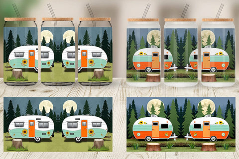 Glass Can Vintage Campervan Sublimation artnoy 
