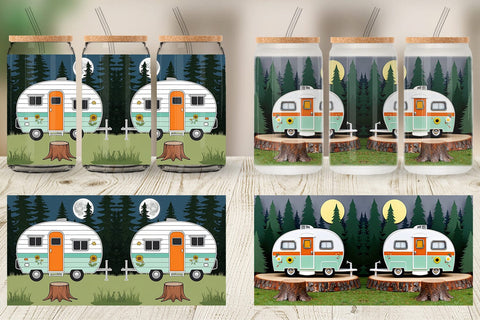 Glass Can Vintage Campervan Sublimation artnoy 
