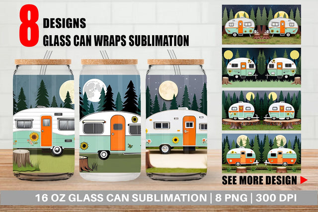 Glass Can Vintage Campervan Sublimation artnoy 