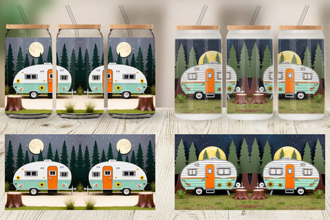 Glass Can Vintage Campervan Sublimation artnoy 