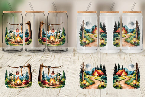 Glass Can Vintage Camping Vibes Sublimation artnoy 