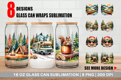 Glass Can Vintage Camping Vibes Sublimation artnoy 