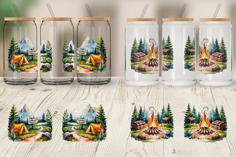Glass Can Vintage Camping Vibes Sublimation artnoy 