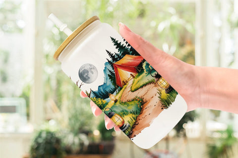 Glass Can Vintage Camping Vibes Sublimation artnoy 
