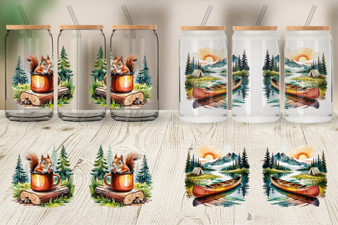 Glass Can Vintage Camping Vibes Sublimation artnoy 