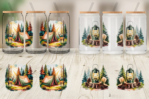 Glass Can Vintage Camping Vibes Sublimation artnoy 