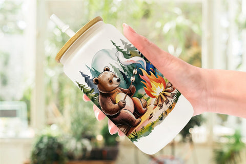 Glass Can Vintage Camping Vibes Sublimation artnoy 