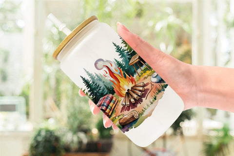 Glass Can Vintage Camping Vibes Sublimation artnoy 