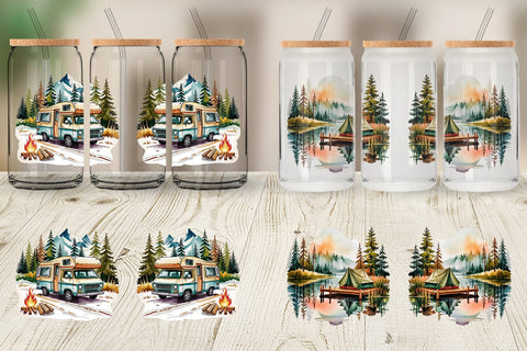 Glass Can Vintage Camping Vibes Sublimation artnoy 
