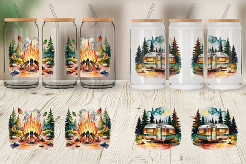 Glass Can Vintage Camping Vibes Sublimation artnoy 