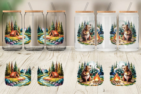 Glass Can Vintage Camping Vibes Sublimation artnoy 