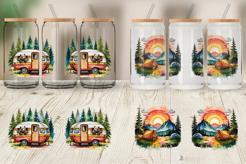 Glass Can Vintage Camping Vibes Sublimation artnoy 