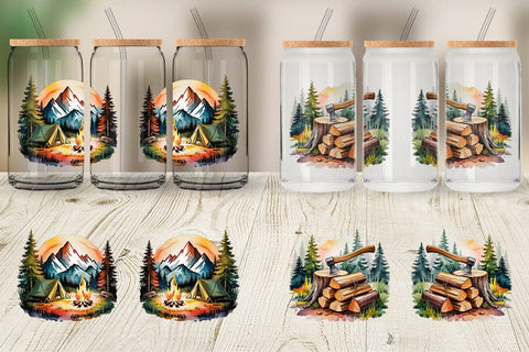 Glass Can Vintage Camping Vibes Sublimation artnoy 