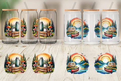 Glass Can Vintage Camping Vibes Sublimation artnoy 