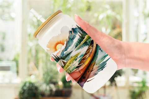 Glass Can Vintage Camping Vibes Sublimation artnoy 