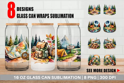 Glass Can Vintage Camping Vibes Sublimation artnoy 
