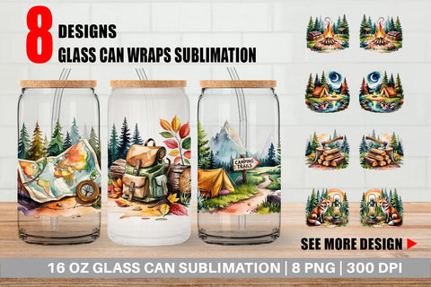 Glass Can Vintage Camping Vibes Sublimation artnoy 