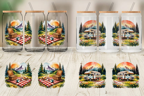 Glass Can Vintage Camping Vibes Sublimation artnoy 