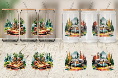 Glass Can Vintage Camping Vibes Sublimation artnoy 