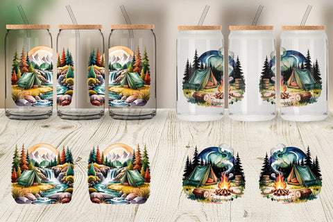 Glass Can Vintage Camping Vibes Sublimation artnoy 