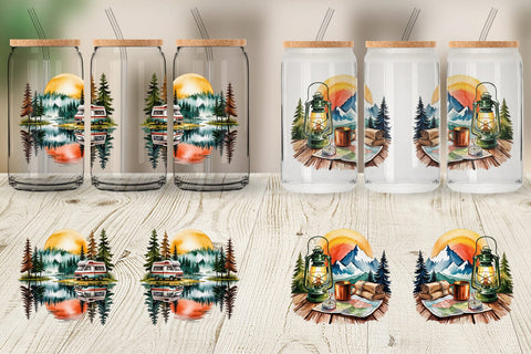 Glass Can Vintage Camping Vibes Sublimation artnoy 