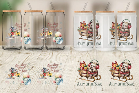 Glass Can Vintage Christmas Animal Sublimation artnoy 