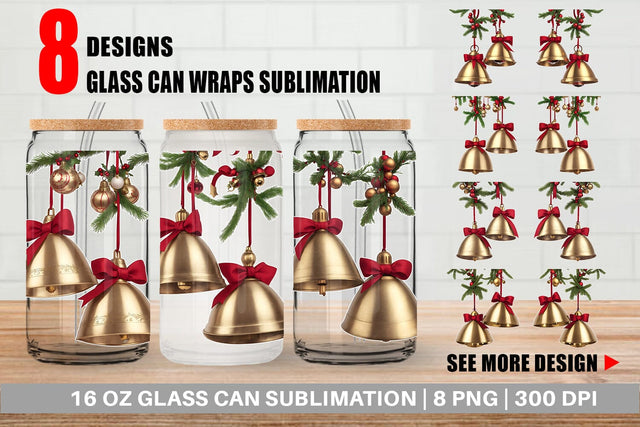 Glass Can Vintage Christmas Bells SVG artnoy 