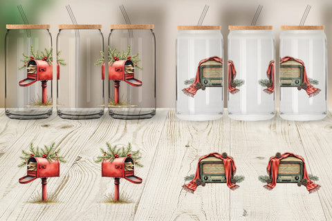 Glass Can Vintage Christmas Journey Sublimation artnoy 