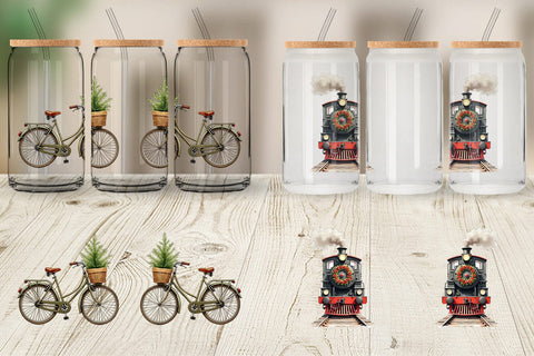 Glass Can Vintage Christmas Journey Sublimation artnoy 