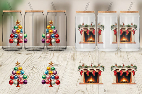 Glass Can Vintage Christmas Sublimation artnoy 