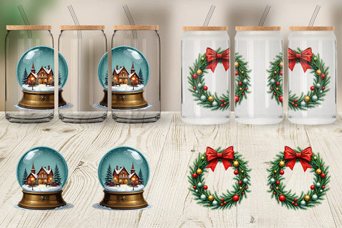 Glass Can Vintage Christmas Sublimation artnoy 