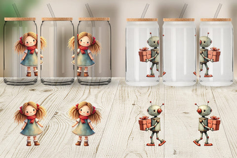 Glass Can Vintage Christmas Toys Sublimation artnoy 