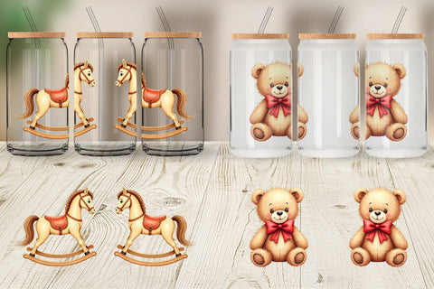 Glass Can Vintage Christmas Toys Sublimation artnoy 