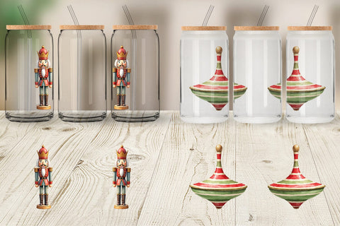 Glass Can Vintage Christmas Toys Sublimation artnoy 