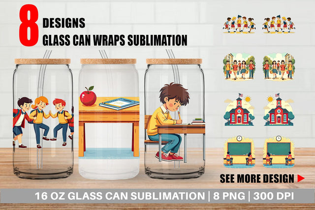 Glass Can Vintage Classroom Sublimation artnoy 
