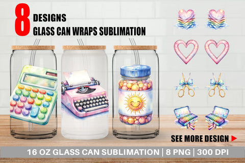 Glass Can Vintage Classroom Supplies Sublimation artnoy 