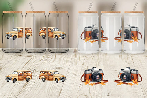 Glass Can Vintage Fall Road Trip Sublimation artnoy 