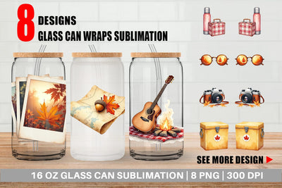 Glass Can Vintage Fall Road Trip Sublimation artnoy 