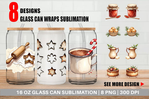 Glass Can Vintage Farmhouse Christmas Sublimation artnoy 