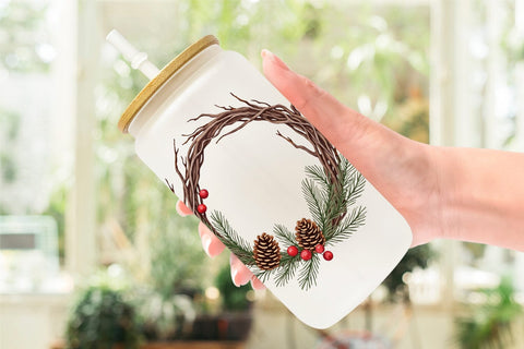 Glass Can Vintage Floral Frames and Wreaths Sublimation artnoy 