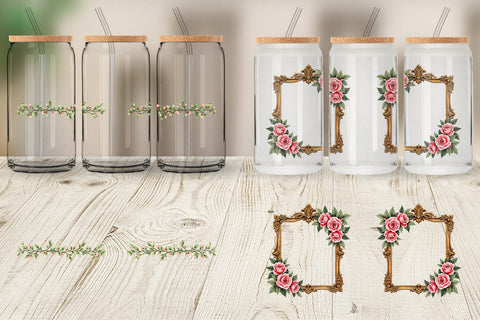 Glass Can Vintage Floral Frames and Wreaths Sublimation artnoy 