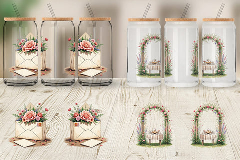 Glass Can Vintage Flowers Sublimation artnoy 