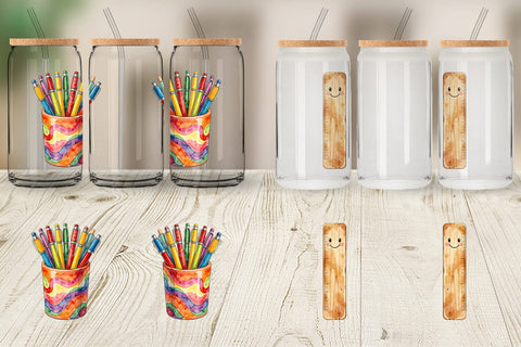 Glass Can Vintage Groovy Teacher Accessory Sublimation artnoy 