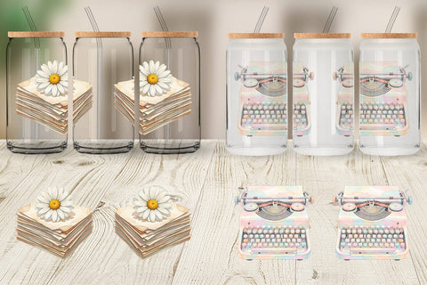 Glass Can Vintage Groovy Teacher Accessory Sublimation artnoy 