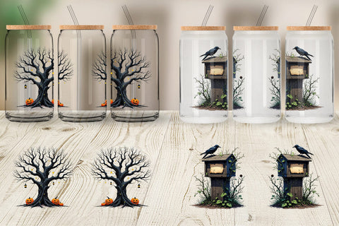 Glass Can Vintage Halloween Sublimation artnoy 