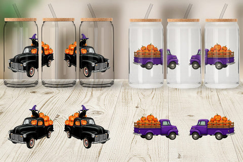 Glass Can Vintage Halloween Truck Sublimation artnoy 