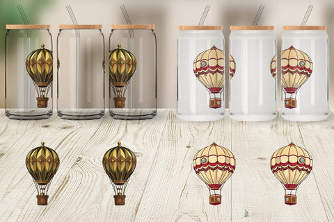 Glass Can Vintage Hot Air Balloon Sublimation artnoy 