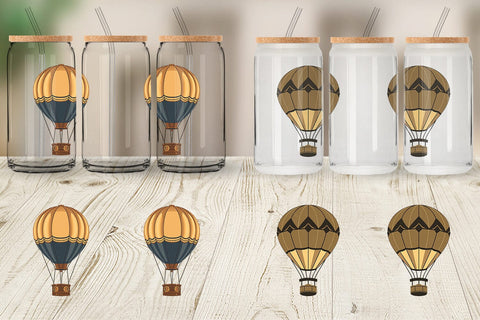 Glass Can Vintage Hot Air Balloon Sublimation artnoy 