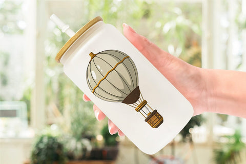 Glass Can Vintage Hot Air Balloon Sublimation artnoy 